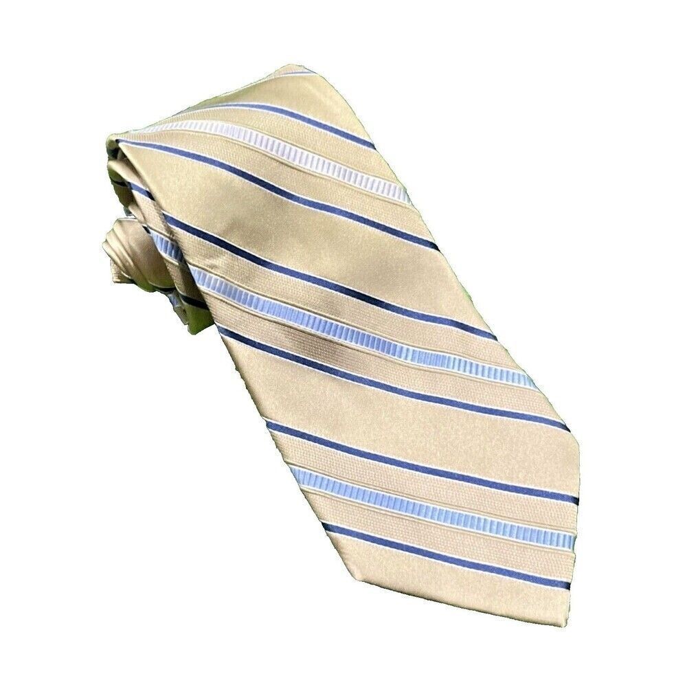 Michael Kors Necktie Men’s 100% Silk  Blue Striped Tie Made in USA 3.5 X 60